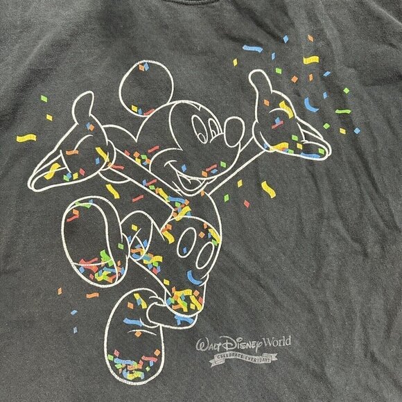 Mickey Mouse Confetti T Shirt Size L Cotton Walt Disney World Disneyland Black - Picture 3 of 7
